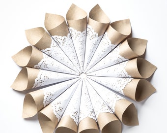 Craft Paper Petal Cones for Wedding, Cones for petal toss.Already Rolled Set of 100 Cones.Craft Paper + White Paper Cone,Wedding Petal Cones
