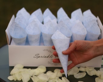 Blue Wedding confetti Cones, wedding cones, already assembled . Wedding Petal Toss Cones