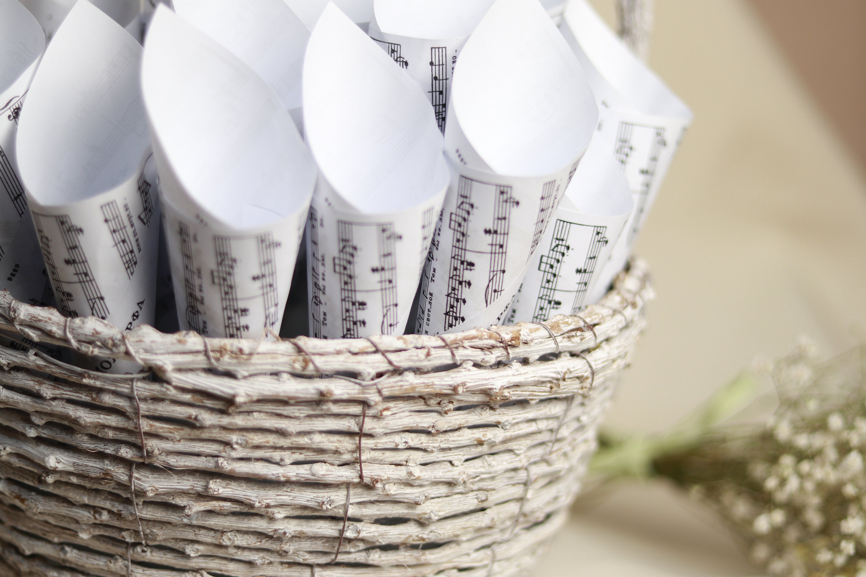 Sheet Music Confetti Cones for Wedding,paper Petal Cones.wedding Cones