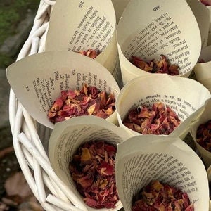 100 Wedding cones for confetti from old books, Petal Toss Cones, already assembled wedding confetti cone holder, Vintage Book Confetti Cones