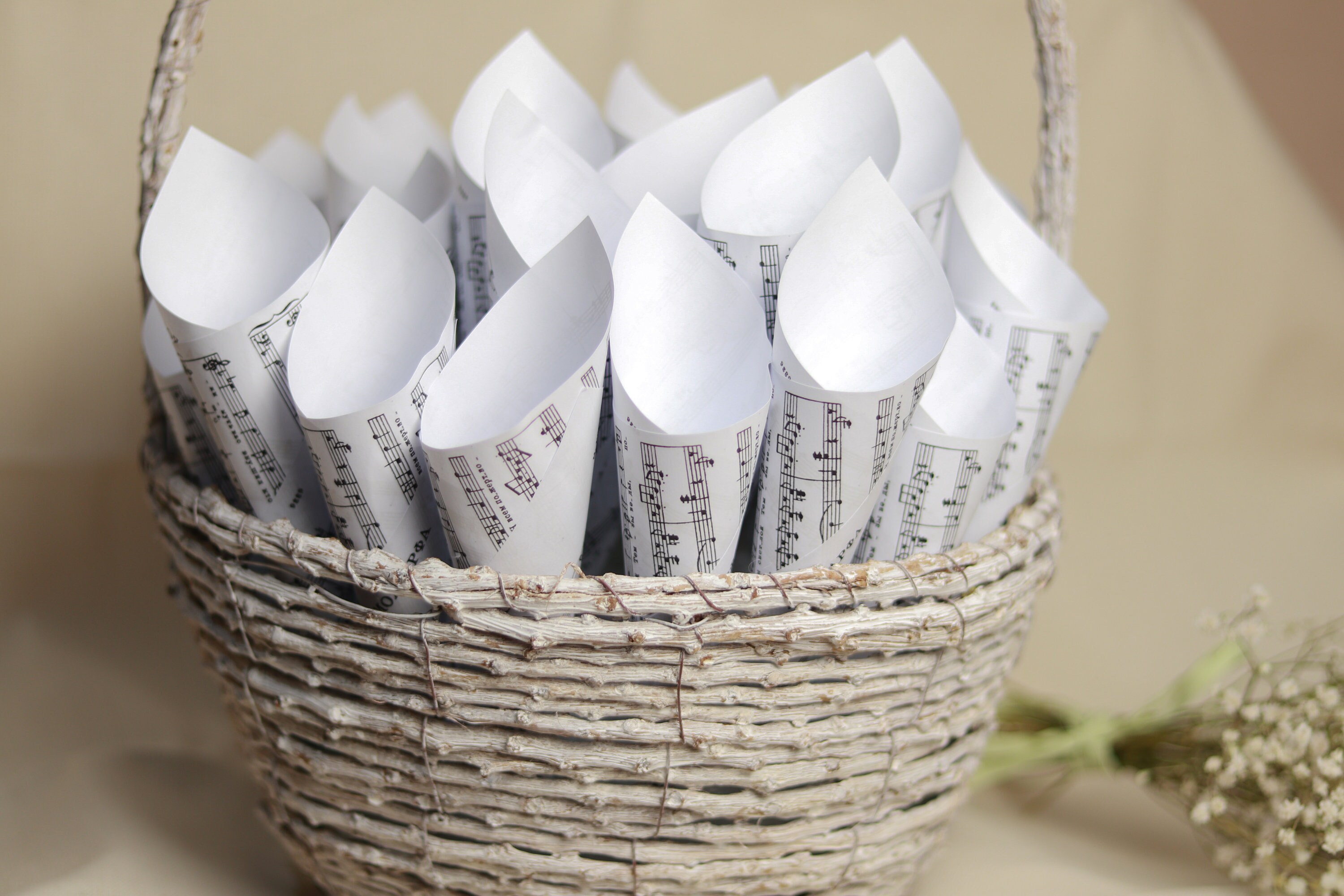 Sheet Music Confetti Cones for Wedding,paper Petal Cones.wedding Cones
