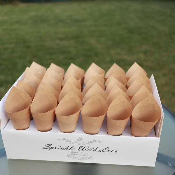 Wedding confetti Cones from Kraft Paper, confeti cones for wedding,already assembled,Flower Petal Cones