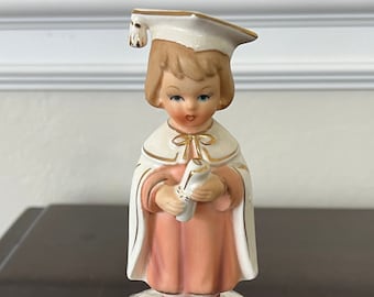 Vintage ART Japan Girl Graduate Figurine Trinket Box