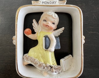Vintage Geo. Z. Lefton Monday Child Angel of The Week Porcelain Figurine