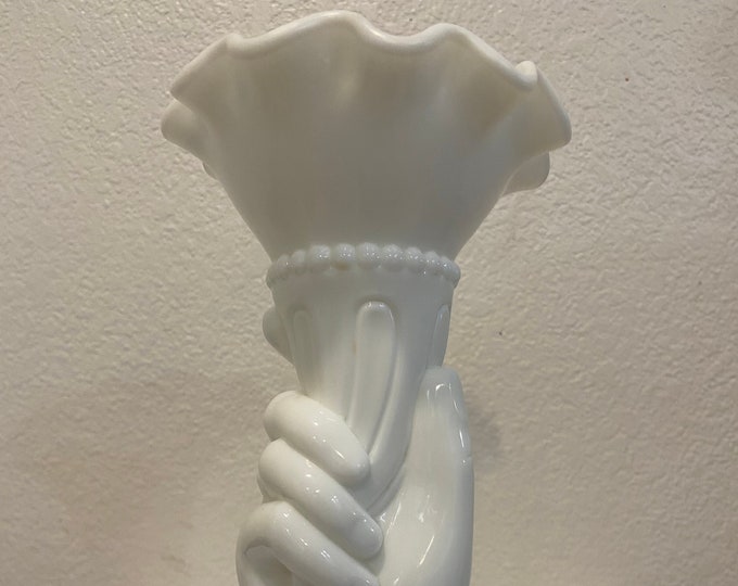 Vintage Westmoreland Milk Glass Hand Vase Etsy