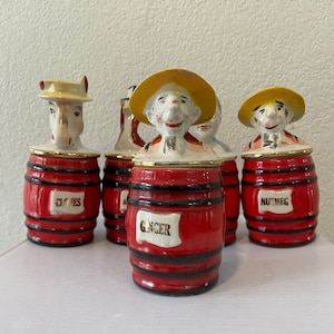 Set of Five (5) Vintage Regal Old McDonald Spice Jars with Lids