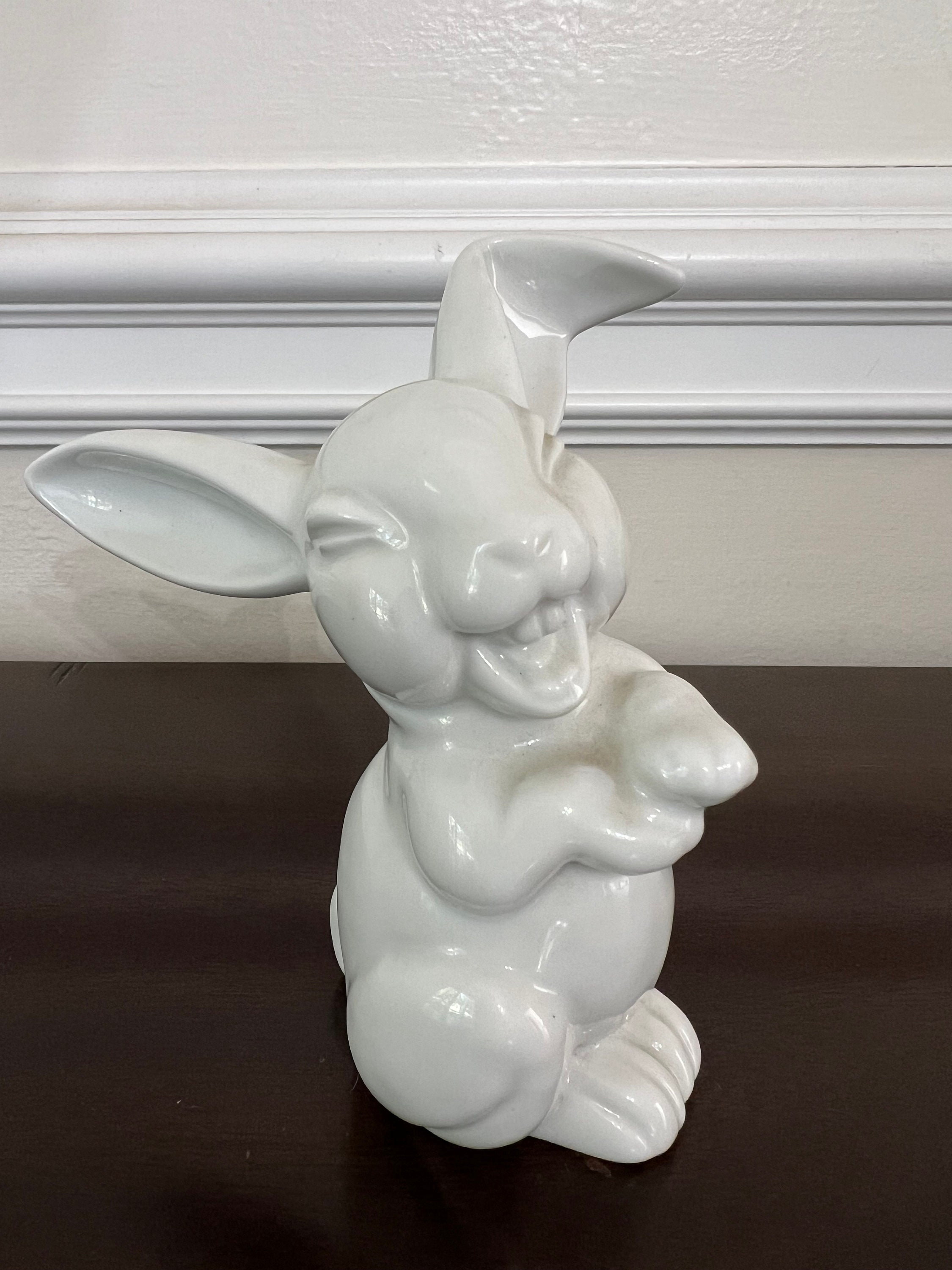 Vintage Rosenthal Germany White Porcelain “Laughing Bunny Rabbit” Figurine