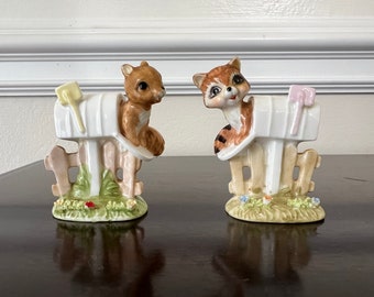 Set of 1976 Squirrel and Raccoon Enesco Maruri Masterpiece Figurines
