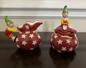 Set of Mary Engelbreit Magic of Christmas Cream and Sugar Bowls