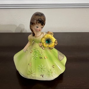 Vintage Josef Originals Birthstone May Emerald Figurine