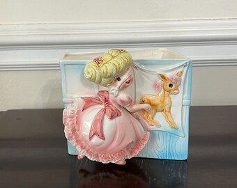 Vintage Relpo Planter Pin The Tail On The Donkey Girl