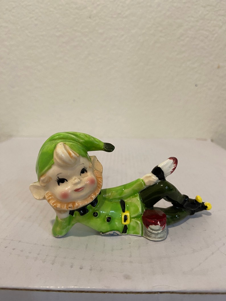 Vintage Relpo Elf/pixie Figurine With Paint Brush and Paint Can Etsy