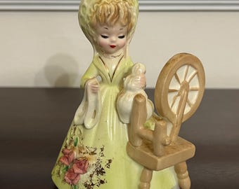Vintage Josef Originals “Girl and Spinning Wheel” from the American Colonial Days Series
