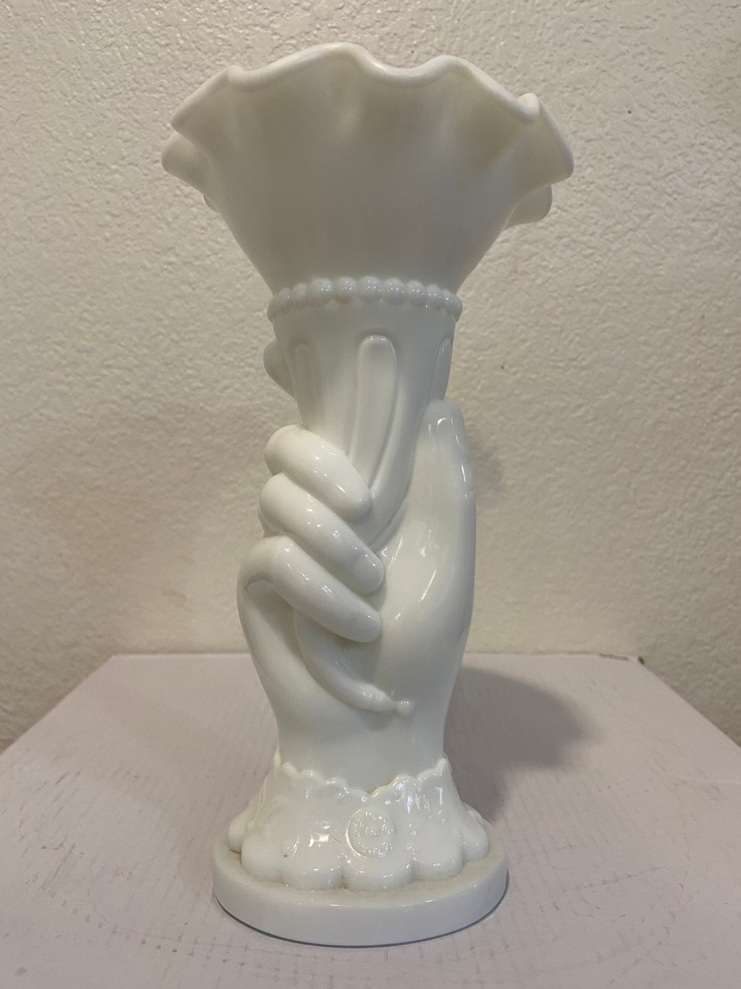 Vintage Westmoreland Milk Glass Hand Vase Etsy