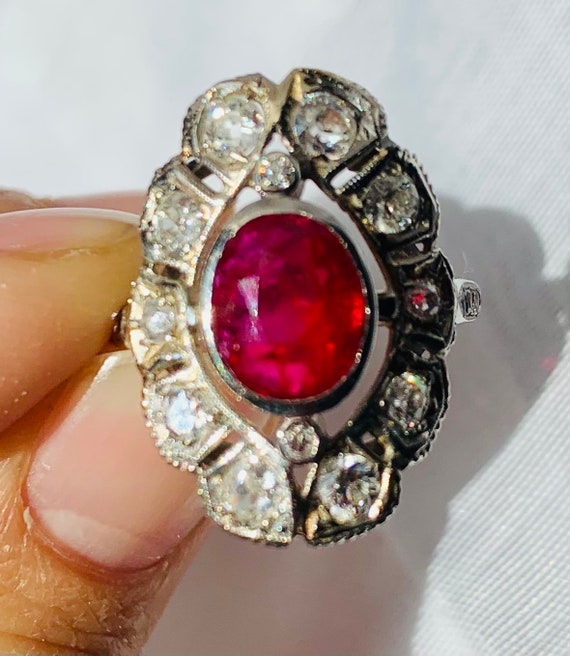 Belle Époque Burma Ruby No Heat (Treated) Ring - image 4