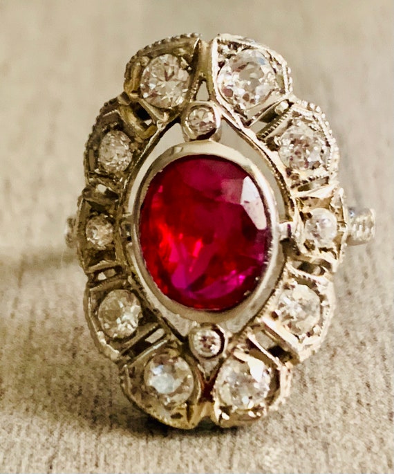 Belle Époque Burma Ruby No Heat (Treated) Ring - image 2