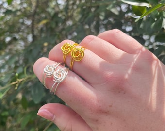 Rose gedrehte Ring, Silber oder Gold, Rose Ring, Wire Wrapped Ring, Boho Ring