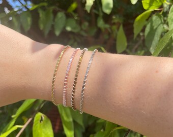 Silber und Gold Armband. Armreif. Draht-Armband.