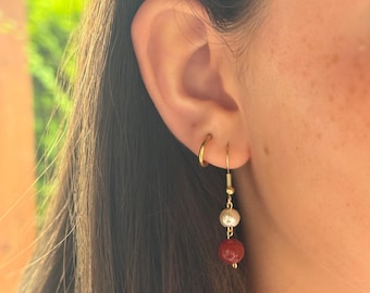 Pumpkin Spice Goldschmuck baumeln Ohrringe. Orange. Goldschmuck. Herbst. fallen. Edelstein Halskette.