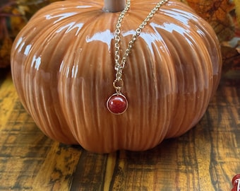Pumpkin spice gold jewelry necklace. orange. gold jewelry. autumn. fall. gemstone necklace.