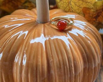 Pumpkin spice gold jewelry ring. orange. gold jewelry. autumn. fall. gemstone rings.