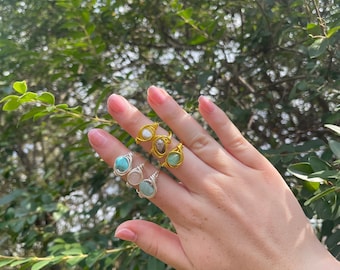 Kristall Wire Wrapped Ring, Edelsteinring, Drahtring, Kristallring, kundenspezifischer Ring
