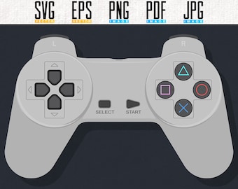 PS1 Printable Artwork | Retro Video Game Controller | Vector | Editable SVG | EPS | Transparent PNG