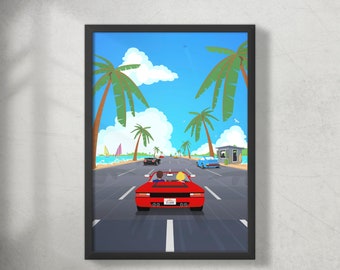 Outrun Printable Wall Art | Retro Video Game Arcade | Home Decor | Game Room Artwork | Instant Download | High Resolution JPG