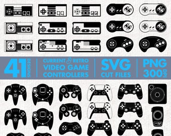 41 Video Game Controller Designs | Cricut Silhouette Cut Files | SVG | PNG | Monochrome | Instant Download