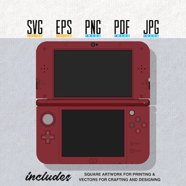 New 3DS XL Printable Artwork | Video Game Handheld | Vector | Editable SVG | Eps | Transparent PNG