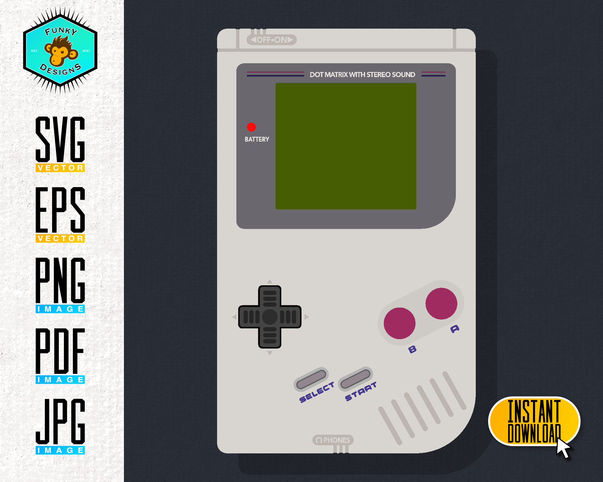 Gameboy Printable Artwork Retro Video Game Handheld Vector Etsy