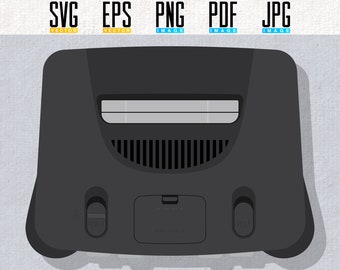 N64 Printable Artwork | Retro Video Game Console | Vector | Editable SVG | Eps | Transparent PNG | Bundle