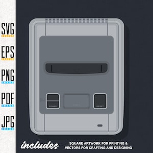 SNES / Super Famicom SVG & Printable Artwork | Retro Video Game Console | Editable Vector | Eps | Transparent PNG