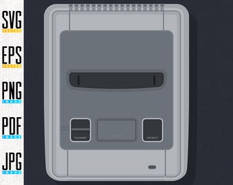SNES / Super Famicom SVG & Printable Artwork | Retro Video Game Console | Editable Vector | Eps | Transparent PNG