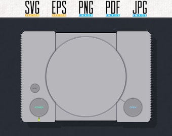 PS1 Printable Artwork | Retro Video Game Console + Memory Card | Vector | Editable SVG | EPS | Transparent PNG | Bundle