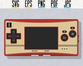 Game Boy Micro SVG & Printable Artwork | EPS | Editable Vector | Transparent PNG | Retro Video Game Handheld | 5 Colour Bundle