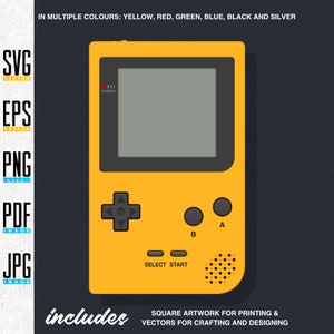 Game Boy Pocket Printable Artwork | Retro Video Game Handheld | Vector | Editable SVG | EPS | Transparent PNG | 6 Colour Bundle