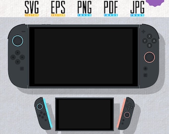 Switch 2 + Separate Joy-cons Artwork | Video Game Handheld | Vector | Editable SVG | Eps | Transparent PNG | Bonus White Version | Bundle