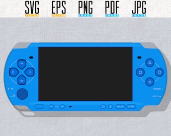 PSP Printable Artwork | Retro Video Game Handheld | Vector | Editable SVG | Eps | Transparent PNG