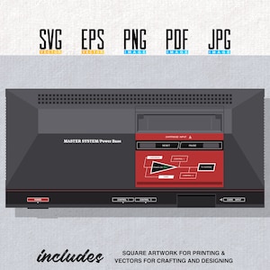 Master System Power Base SVG et oeuvres d'art | Console de jeux vidéo rétro | Vecteur modifiable | BPA | PNG transparents