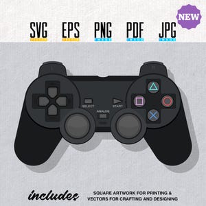 PS2 Printable Artwork | Retro Video Game Controller | Vector | Editable SVG | EPS | Transparent PNG