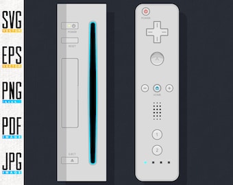 Wii Console + Stand + Remote / Wiimote Vector & Artwork | Editable SVG | EPS | Transparent PNG | Console + Controller Bundle