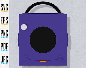 GameCube | SVG | EPS | Editable Vector | Transparent PNG & Printable Artwork Retro Video Game Console | 3 Colour Bundle