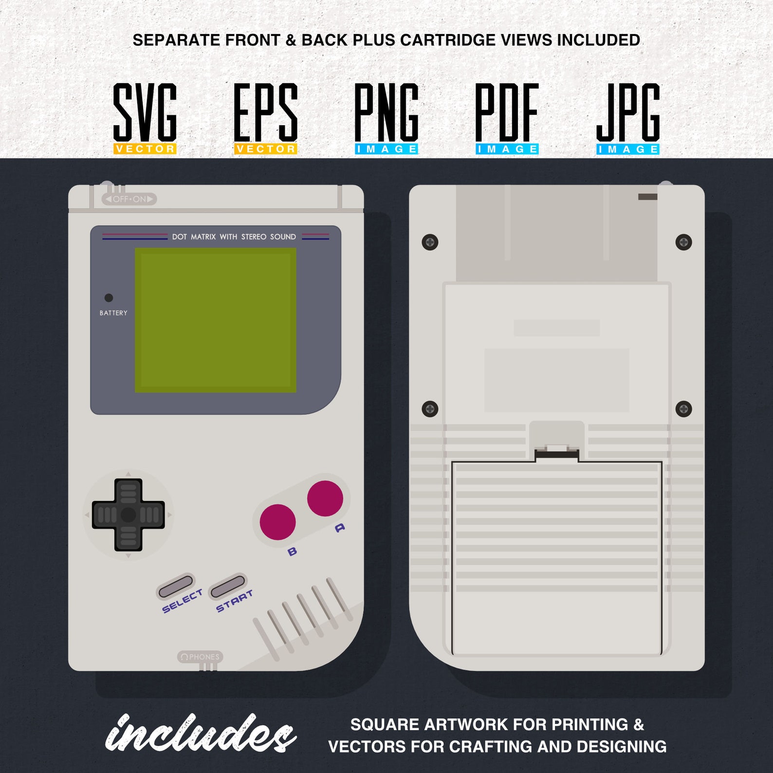 Game Boy Front &amp; Back Printable Artwork | Includes Game Cartridge ...