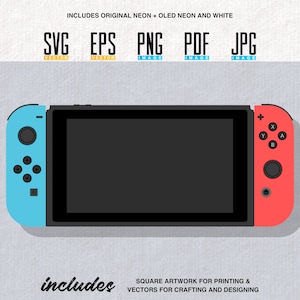 Switch / OLED Oeuvre d'art imprimable | Ordinateur de poche pour jeu vidéo | vectorielle | SVG modifiable | Eps | PNG transparents | Lot