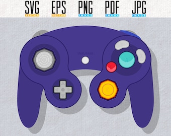 GameCube Printable Artwork | Retro Video Game Controller | Vector | Editable SVG | EPS | Transparent PNG | 3 Colour Bundle