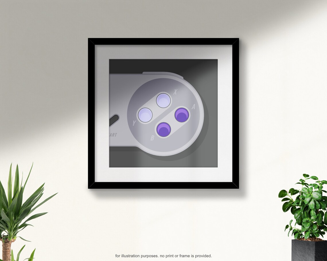 SNES Printable Artwork | Retro Video Game Controller | Vector ...
