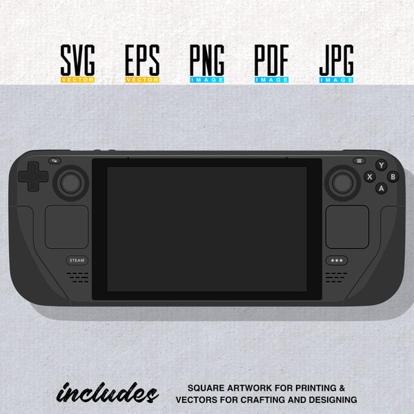 Oeuvre imprimable Steam Deck | Ordinateur de poche de jeu vidéo | Vecteur | SVG modifiable | EPS | PNG transparent