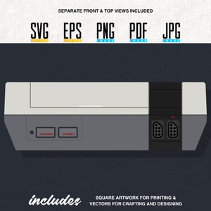 NES Printable Artwork | Retro Video Game Console | Vector | Editable SVG | Eps | Transparent PNG | Bundle