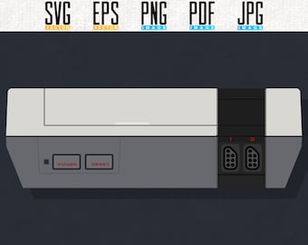 NES Printable Artwork | Retro Video Game Console | Vector | Editable SVG | Eps | Transparent PNG | Bundle